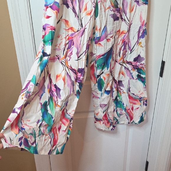 FINAL CLEARANCE Calia Floral Linen Resort Wear Wide Leg Pants In XL - Picture 5 of 12